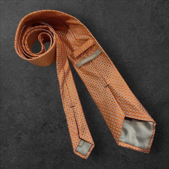 Nordstrom Men's Orange Geometric 100% Silk Professional Tie - Picture 3 of 3